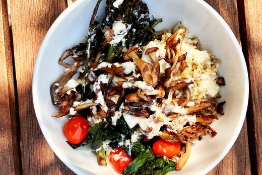 A Hearty Freekeh Grain Bowl with Roasted Veggies